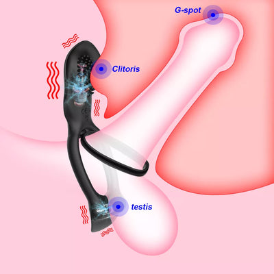 Penis Rings Vibrator for Men 10 Speeds Vibring Delay Ejaculation Doubl